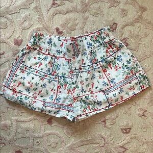 Janie and Jack Floral High Waist Shorts - Red and Blue